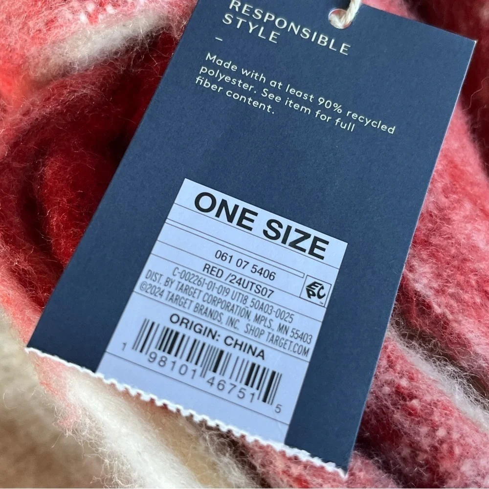 Universal Thread Scarf Lofty Blanket-Like Red and Cream
